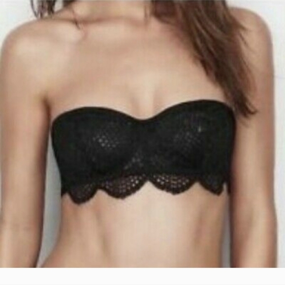 Victoria's Secret Black Lace Bandeau Strapless Bra - Picture 2 of 11